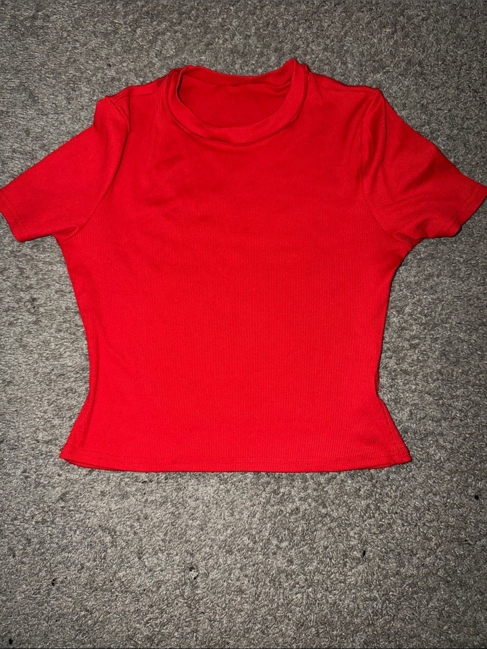 Red Women's Ribbed Pajama Set - Short Sleeve Top & Shorts - Picture 2 of 6